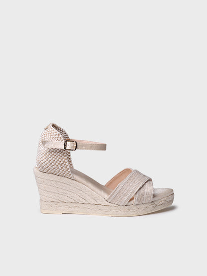 Open bridal espadrille with wedge and crossed straps - CRISTAL