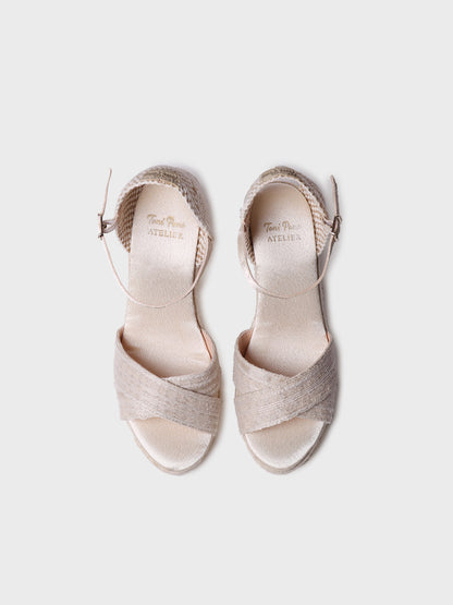 Open bridal espadrille with wedge and crossed straps - CRISTAL
