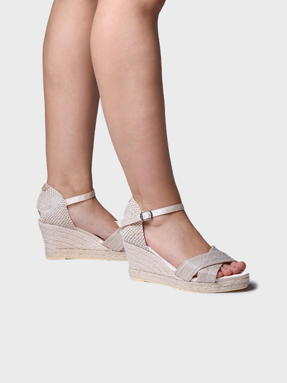 Open bridal espadrille with wedge and crossed straps - CRISTAL
