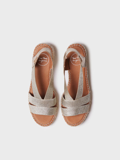 Women's espadrille with wide heel and metallic elastics - DAMA