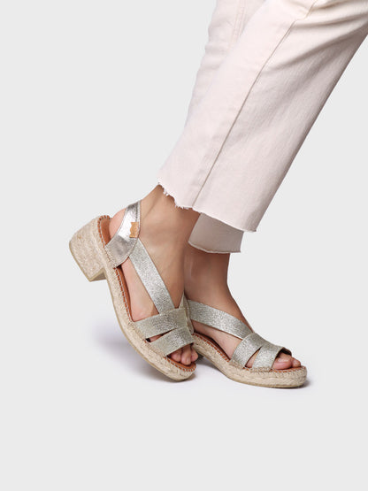 Women's espadrille with wide heel and metallic elastics - DAMA