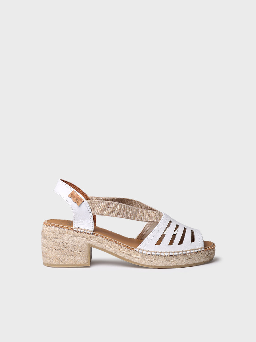 Women's leather espadrille with wide heel and elastic - DIMA