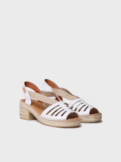Women's leather espadrille with wide heel and elastic - DIMA