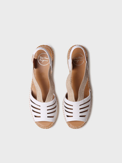 Women's leather espadrille with wide heel and elastic - DIMA