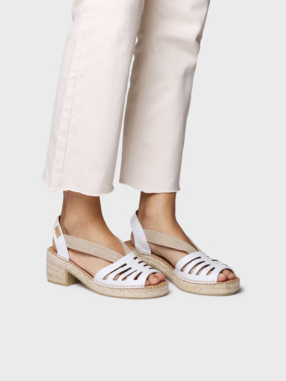 Women's leather espadrille with wide heel and elastic - DIMA