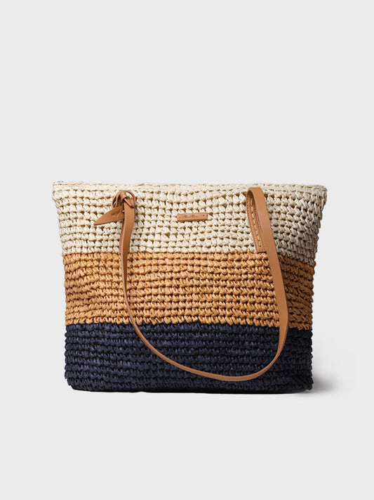 Paper raffia shopper bag with zipper - DORA