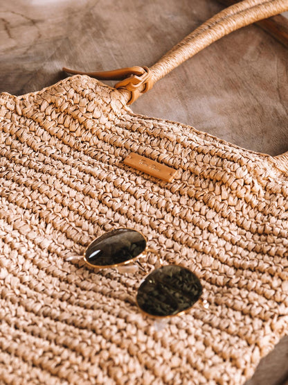Paper raffia bag with removable strap - DOROTHY