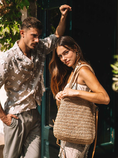 Paper raffia bag with removable strap - DOROTHY