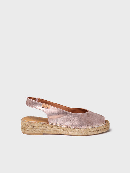 Women's peep toe espadrille in shiny leather - ERICA-AS