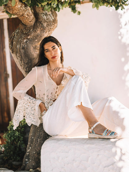 WOMEN'S EMBROIDERED ESPADRILLES WITH ADJUSTABLE ANKLE STRAP | GARBET