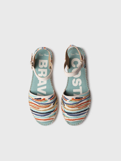 WOMEN'S EMBROIDERED ESPADRILLES WITH ADJUSTABLE ANKLE STRAP | GARBET