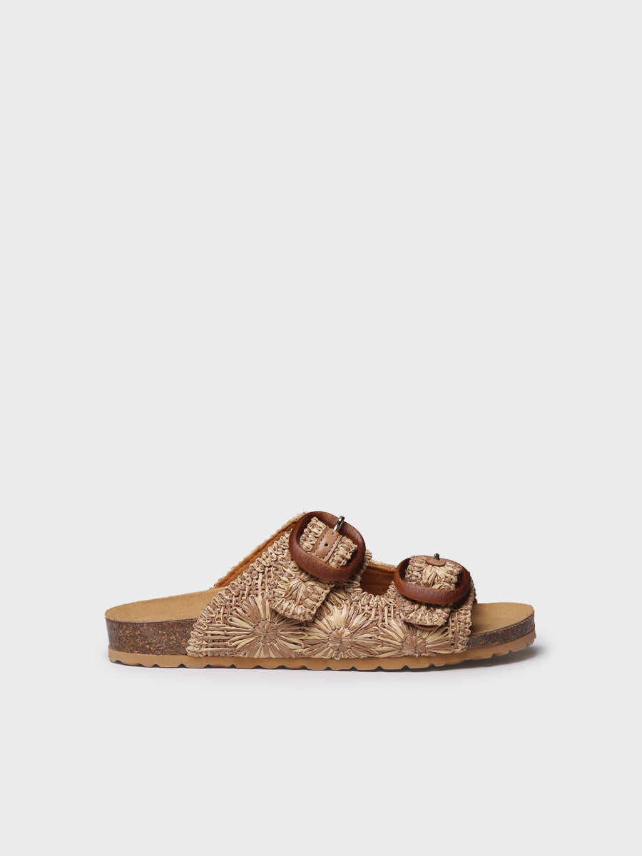 WOMEN'S RAFFIA SANDAL WITH FLORAL DESIGN | GUAM-RF