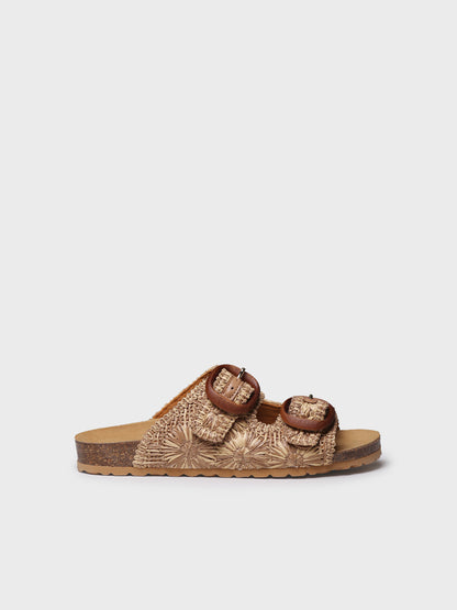 WOMEN'S RAFFIA SANDAL WITH FLORAL DESIGN | GUAM-RF
