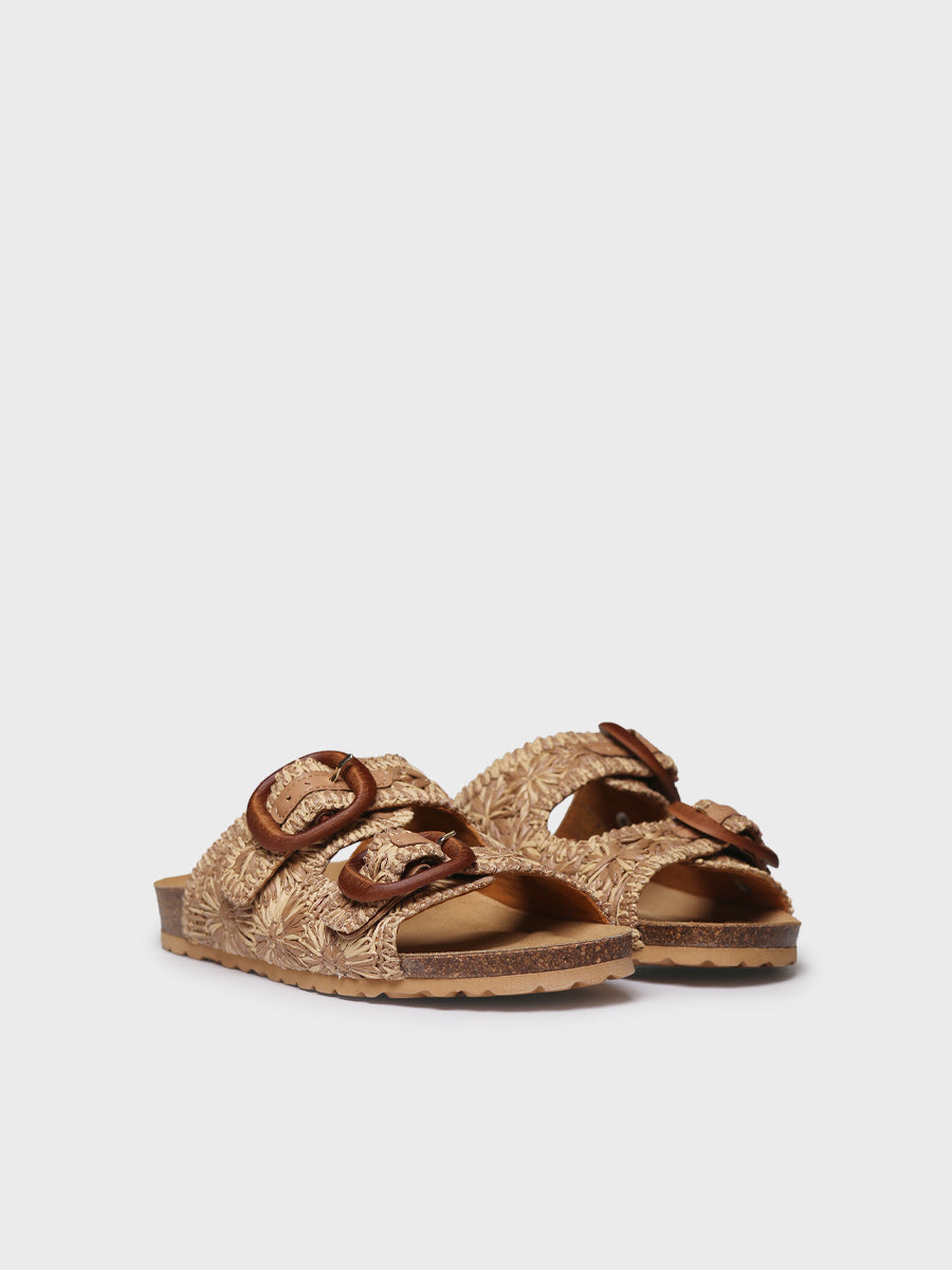 WOMEN'S RAFFIA SANDAL WITH FLORAL DESIGN | GUAM-RF