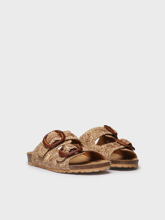 WOMEN'S RAFFIA SANDAL WITH FLORAL DESIGN | GUAM-RF