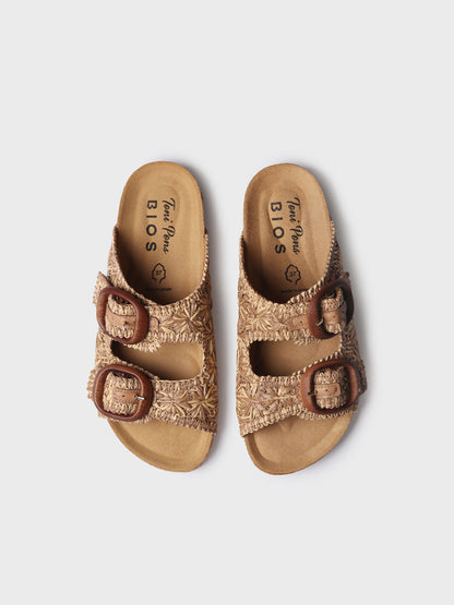WOMEN'S RAFFIA SANDAL WITH FLORAL DESIGN | GUAM-RF