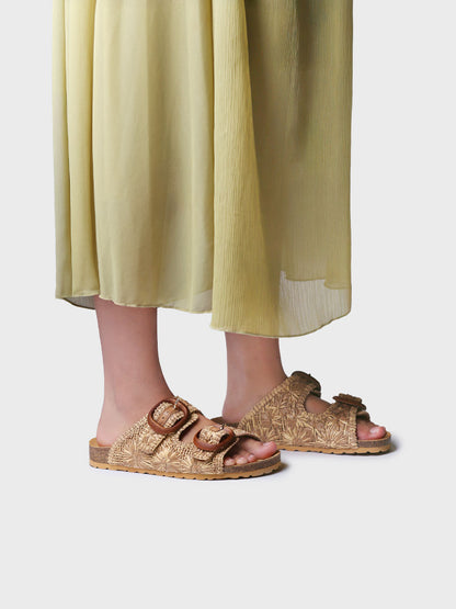 WOMEN'S RAFFIA SANDAL WITH FLORAL DESIGN | GUAM-RF