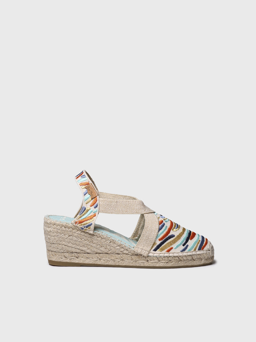 WOMEN'S WEDGE ESPADRILLE WITH MULTICOLOURED EMBROIDERY | MONTJOI
