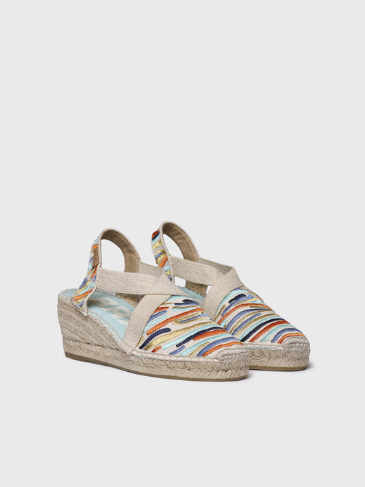 WOMEN'S WEDGE ESPADRILLE WITH MULTICOLOURED EMBROIDERY | MONTJOI
