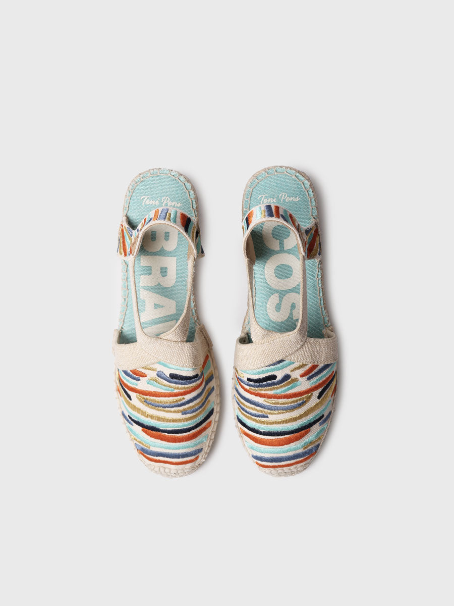 WOMEN'S WEDGE ESPADRILLE WITH MULTICOLOURED EMBROIDERY | MONTJOI