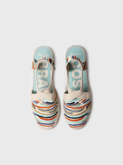 WOMEN'S WEDGE ESPADRILLE WITH MULTICOLOURED EMBROIDERY | MONTJOI