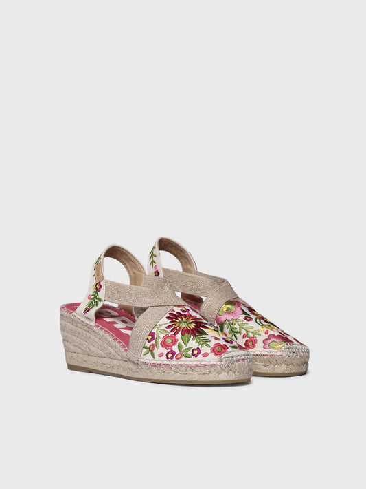 WOMEN'S WEDGE ESPADRILLE WITH MULTICOLOURED EMBROIDERY | MONTJOI