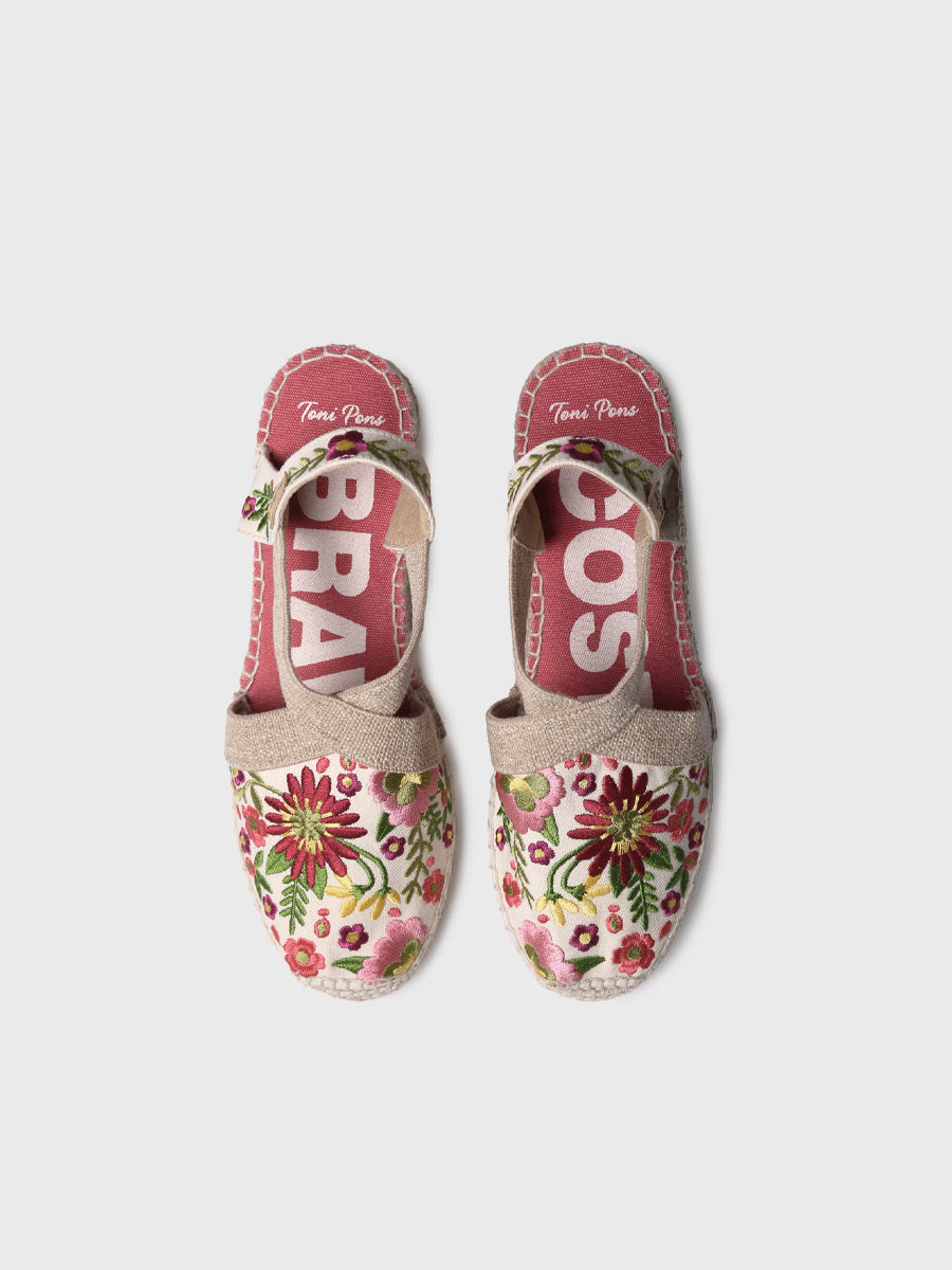 WOMEN'S WEDGE ESPADRILLE WITH MULTICOLOURED EMBROIDERY | MONTJOI