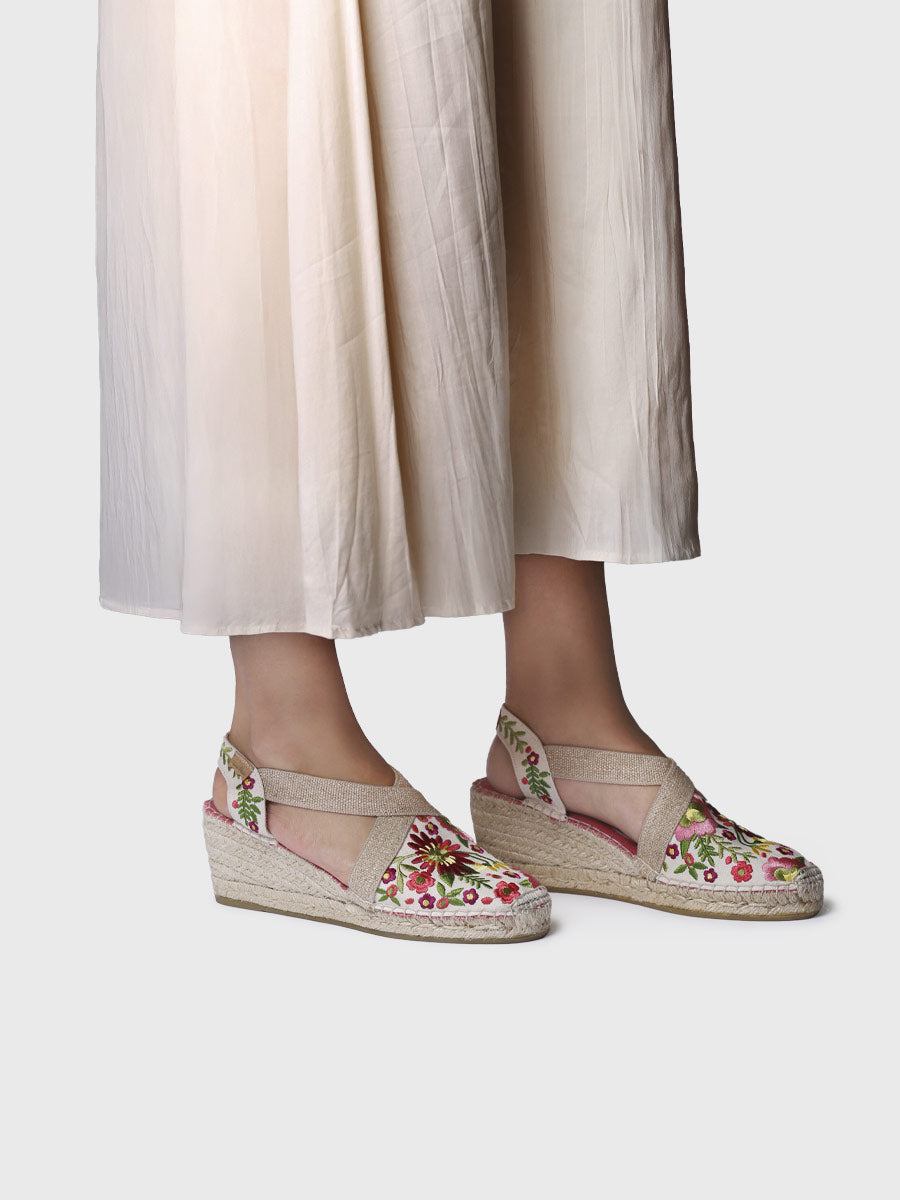 WOMEN'S WEDGE ESPADRILLE WITH MULTICOLOURED EMBROIDERY | MONTJOI