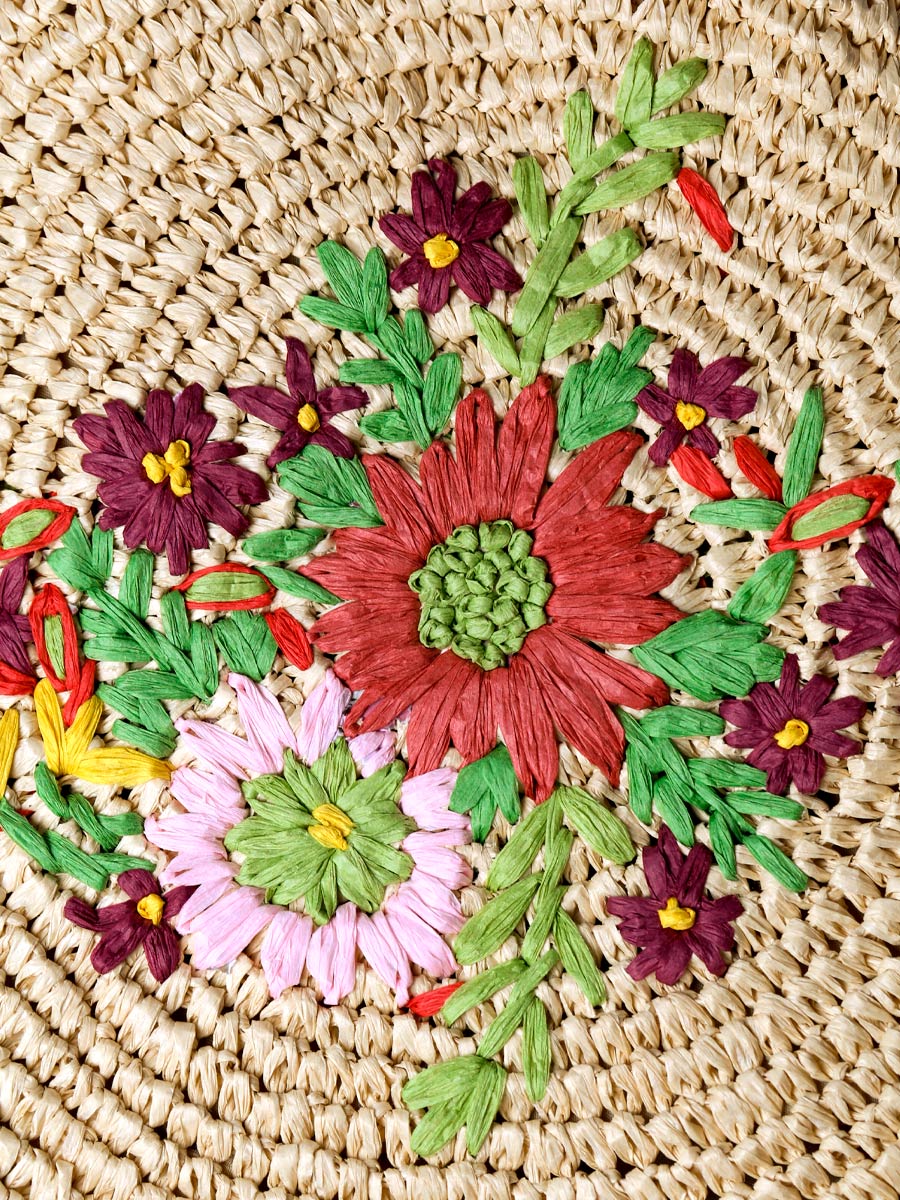 CIRCULAR BAG WITH FLORAL EMBROIDERY | RUBINA