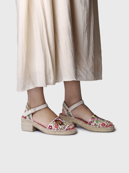 WOMEN'S LOW-HEEL ESPADRILLE WITH FLORAL EMROIDERY | TAMARIU