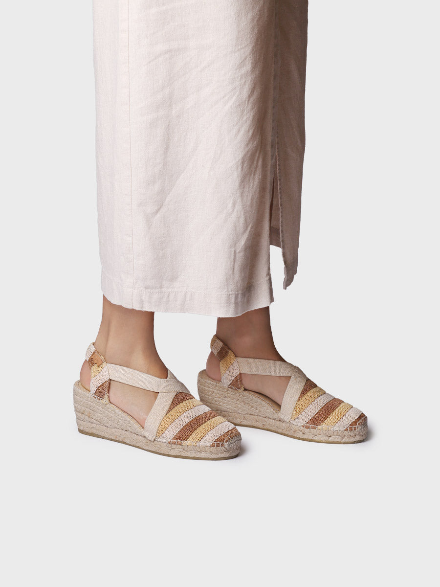 STRIPED WEDGE ESPADRILLE WITH ELASTIC BANDS | TERRA-AB