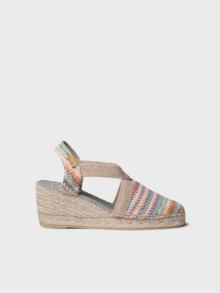 MID-WEDGE ESPADRILLE IN MULTICOLOURED RAFFIA | TERRA-MH