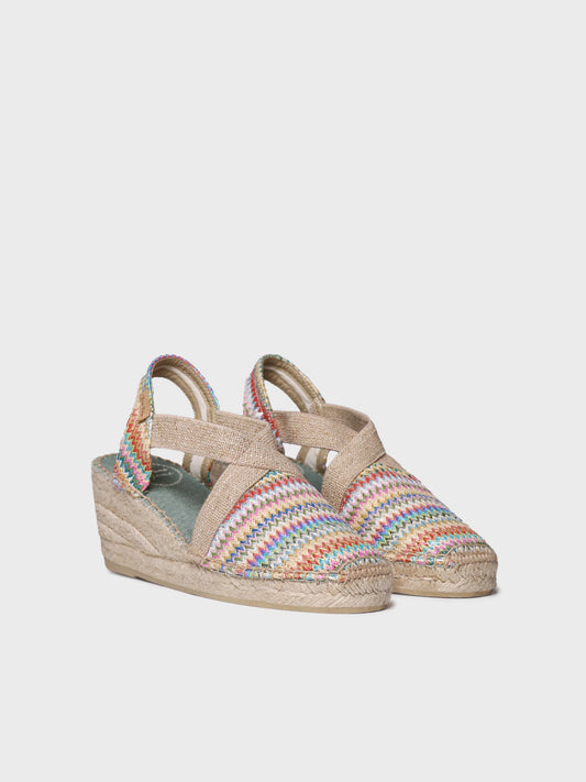 MID-WEDGE ESPADRILLE IN MULTICOLOURED RAFFIA | TERRA-MH
