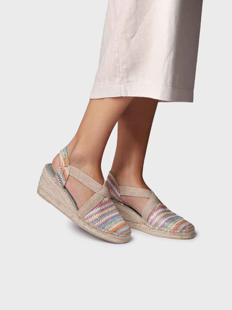 MID-WEDGE ESPADRILLE IN MULTICOLOURED RAFFIA | TERRA-MH