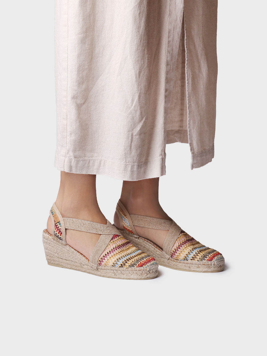 MID-WEDGE ESPADRILLE IN MULTICOLOURED RAFFIA | TERRA-NM