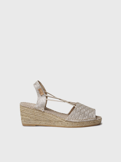 WOMEN'S WEDGE ESPADRILLE IN SHINY WOVEN FABRIC | TESS-CG