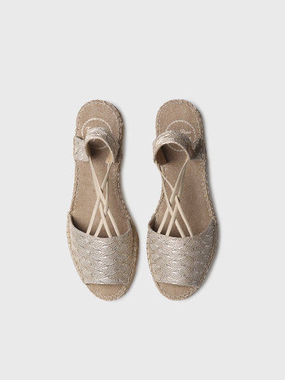 WOMEN'S WEDGE ESPADRILLE IN SHINY WOVEN FABRIC | TESS-CG