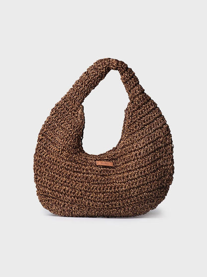 RAFFIA HANDBAG WITH SHINY FINISH | TINEO