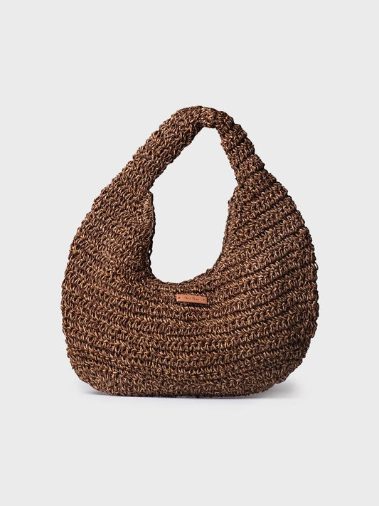 RAFFIA HANDBAG WITH SHINY FINISH | TINEO