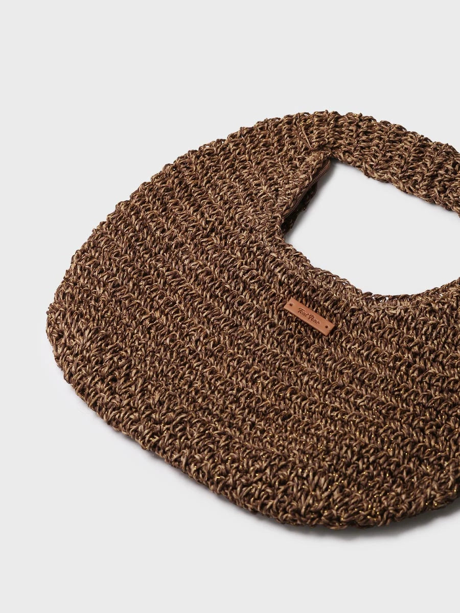 RAFFIA HANDBAG WITH SHINY FINISH | TINEO