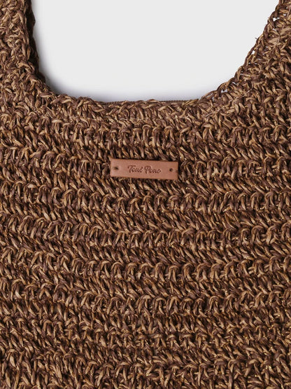 RAFFIA HANDBAG WITH SHINY FINISH | TINEO