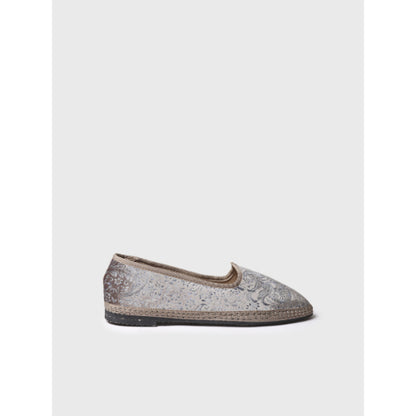 VELVET JACQUARD FABRIC MARY JANE SHOE FOR WOMEN IN BEIGE - CATIA