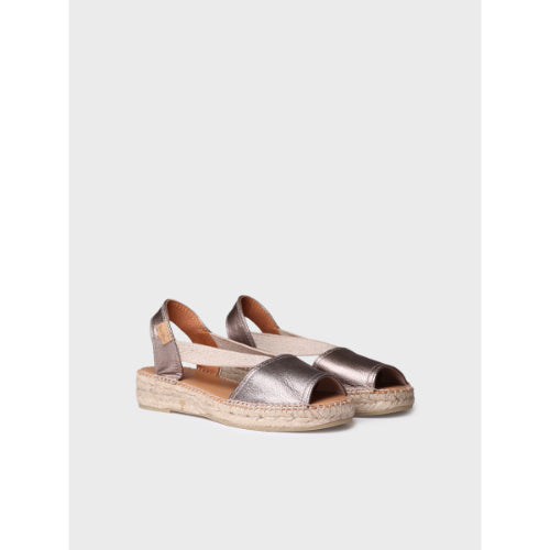 FLAT LEATHER SANDAL WITH ELASTICS - ETNA
