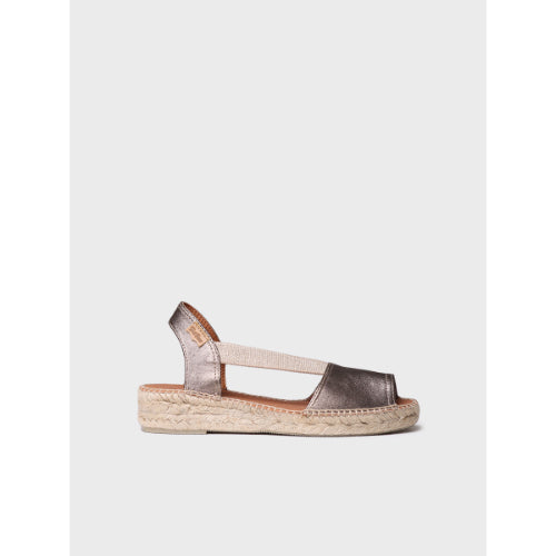 FLAT LEATHER SANDAL WITH ELASTICS - ETNA