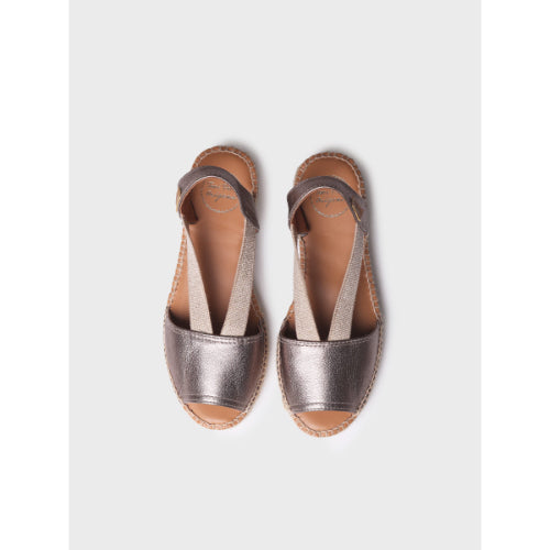 FLAT LEATHER SANDAL WITH ELASTICS - ETNA