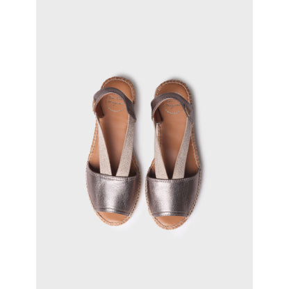 FLAT LEATHER SANDAL WITH ELASTICS - ETNA
