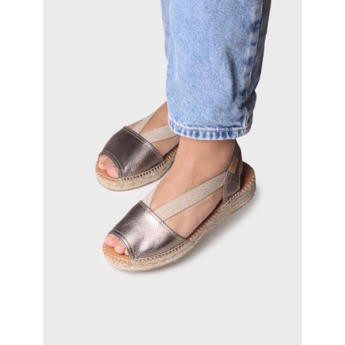 FLAT LEATHER SANDAL WITH ELASTICS - ETNA