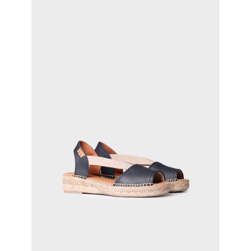 FLAT LEATHER SANDAL WITH ELASTICS - ETNA