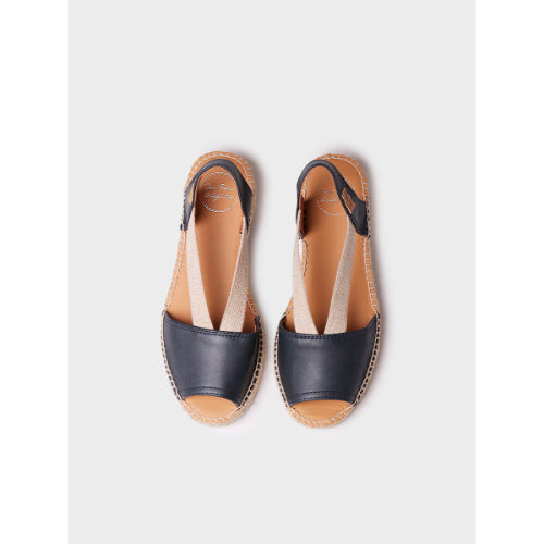 FLAT LEATHER SANDAL WITH ELASTICS - ETNA