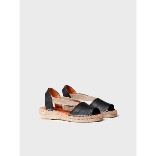 FLAT LEATHER SANDAL WITH ELASTICS - ETNA